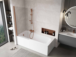 Mexen Mist vonios pertvara 1-durų 80 x 150 cm, permatoma, šlifuotas varis - 8A9-080-001-65-00