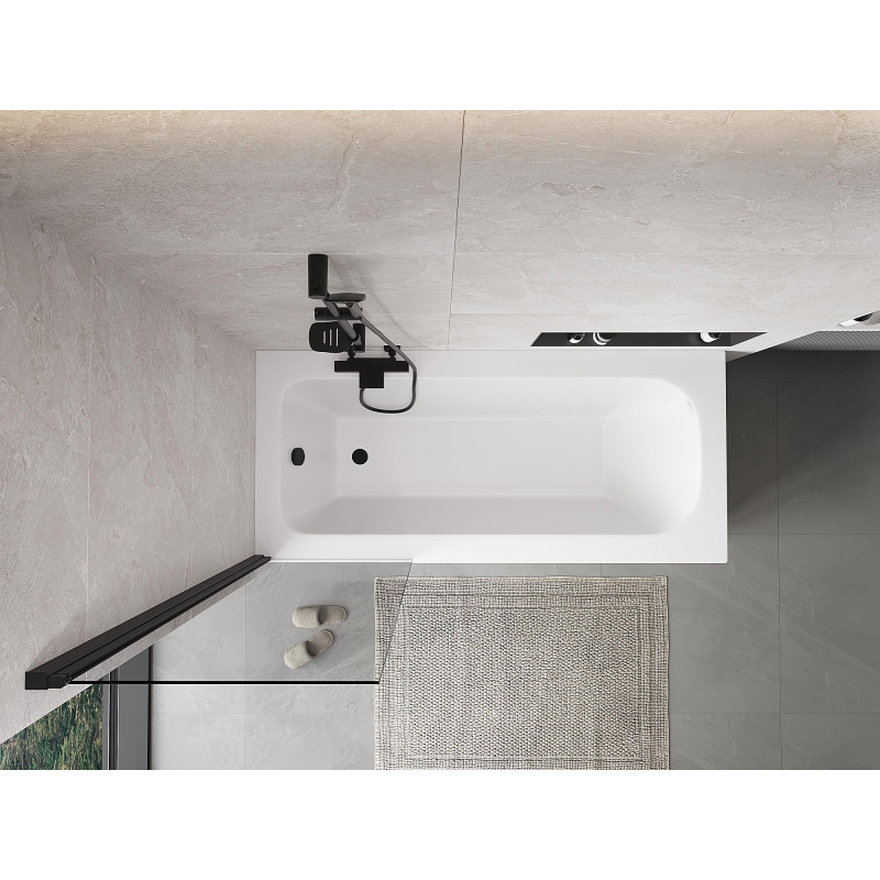 Mexen Mist viengubas vonios pertvaras 60 x 150 cm, skaidrus, juodas - 8A9-060-001-70-00