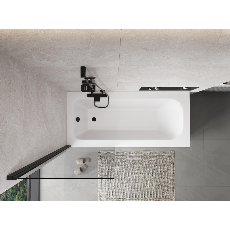 Mexen Mist 1-duris vonios ekranas 70 x 150 cm, skaidrus, juodas - 8A9-070-001-70-00