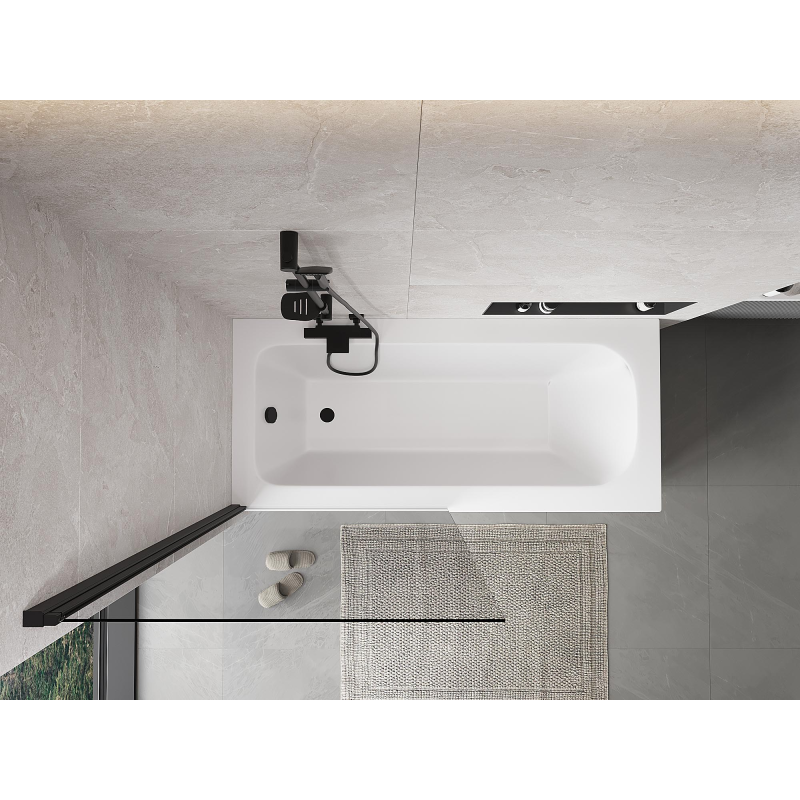 Mexen Mist vonios pertvara 1-duris 90 x 150 cm, skaidri, juoda - 8A9-090-001-70-00