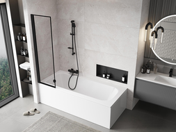 Mexen Mist vonios dušo ekranas 1-duris kairė 50 x 150 cm, juodas rėmas, juoda - 8A9-050-001-70-70-L