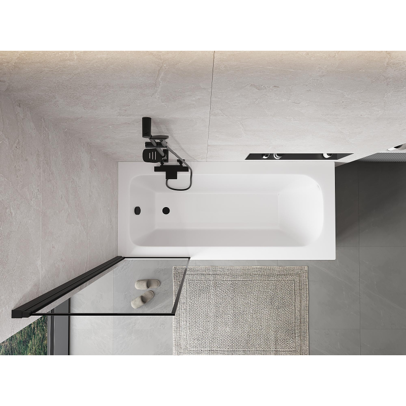 Mexen Mist vonios dušo pertvara 1-durų kairė 60 x 150 cm, juodas rėmas, juodas - 8A9-060-001-70-70-L