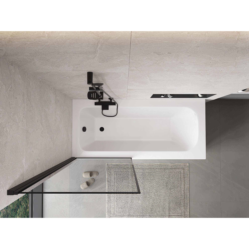 Mexen Mist vonios kambarys, 1 durų, kairinis, 80 x 150 cm, juodas rėmelis, juoda - 8A9-080-001-70-70-L