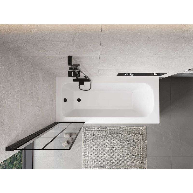 Mexen Mist vonios ekrano kairysis 1-durų 50 x 150 cm, juodas tinklelis, juodas - 8A9-050-001-70-77-L