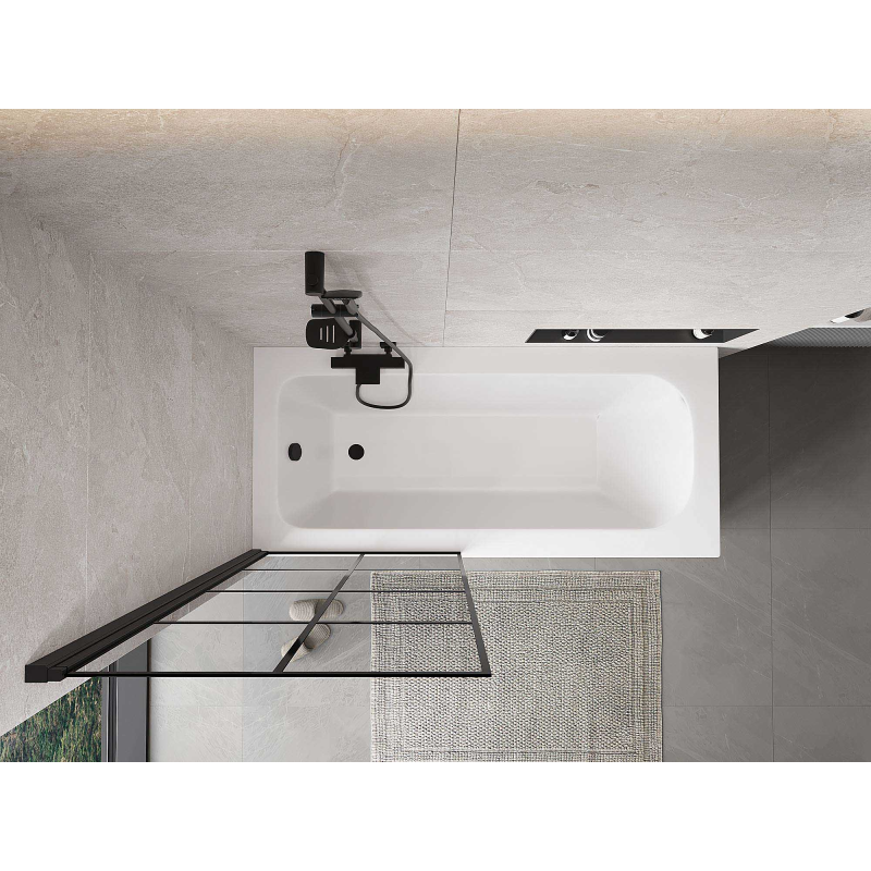 Mexen Mist vonios pertvara, vienos durys, kairė, 80 x 150 cm, juodas tinklelis, juoda - 8A9-080-001-70-77-L