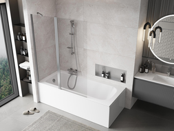 Mexen Mist vonios pertvara 2 dalių 130 x 150 cm, skaidri, chromuota - 8A9-130-011-01-00