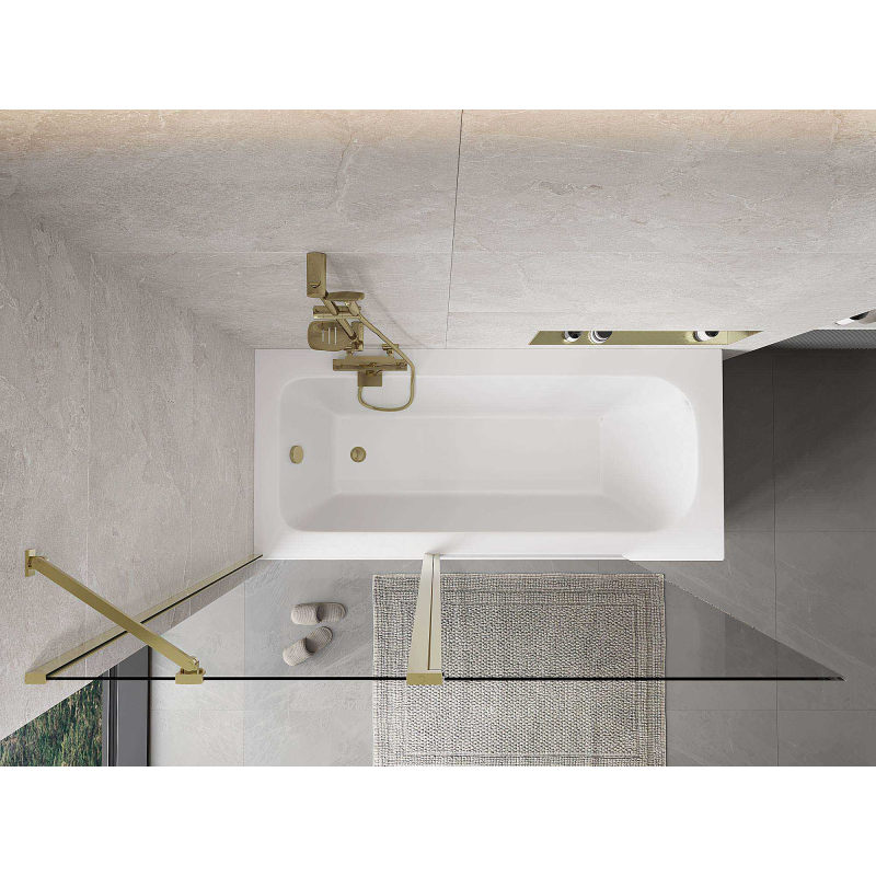 Mexen Mist vonios ekranas, 2-jų dalių 140 x 150 cm, skaidrus, auksinis - 8A9-140-011-50-00