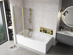 Mexen Mist dviejų dalių vonios ekranas 120 x 150 cm, skaidrus, šlifuotas auksinis - 8A9-120-011-55-00