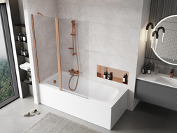 Mexen Mist dviejų dalių vonios ekranas 130 x 150 cm, permatomas, šlifuotas varis - 8A9-130-011-65-00