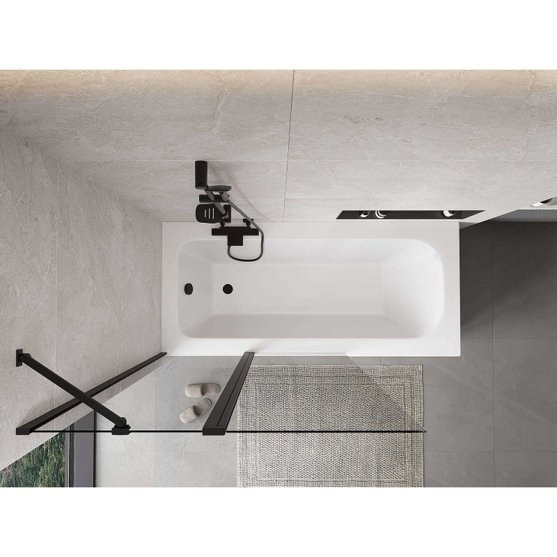 Mexen Mist vonios sienelė 2-dalių 110 x 150 cm, permatomas, juodas - 8A9-110-011-70-00