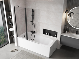 Mexen Mist vonios pertvara, 2-duris, 130 x 150 cm, skaidri, juoda - 8A9-130-011-70-00