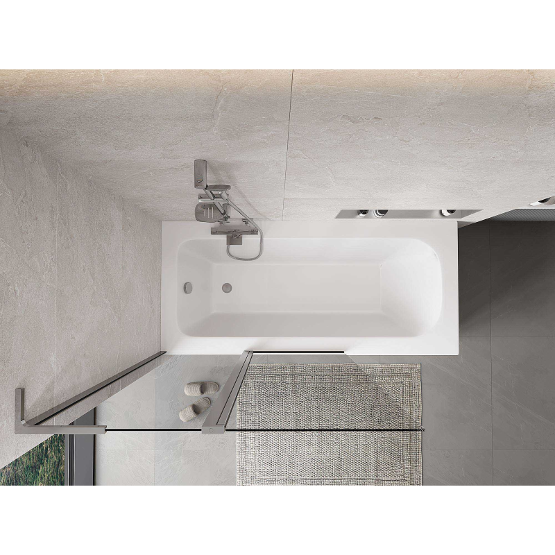 Mexen Mist L vonios užtvara dviejų dalių 110 x 150 cm, permatoma, chromuota - 8A9L-110-011-01-00