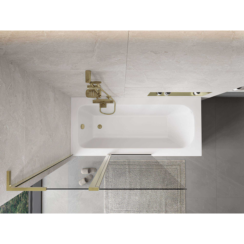 Mexen Mist L vonios ekranas, 2 sparnų 110 x 150 cm, skaidrus, auksinis - 8A9L-110-011-50-00