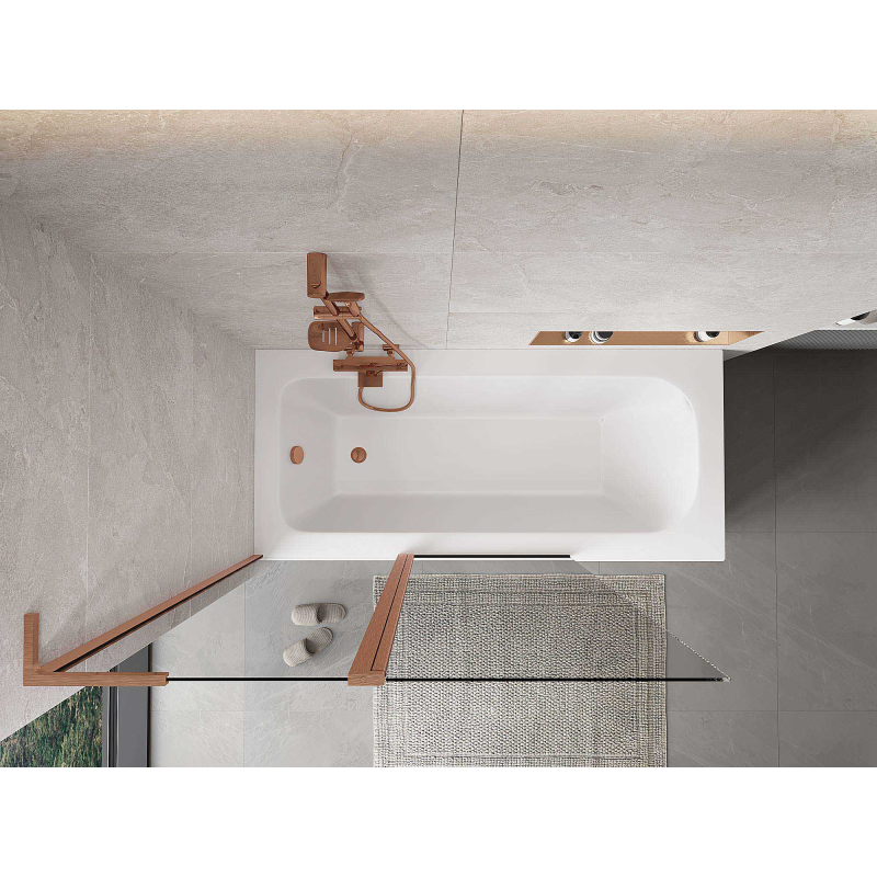 Mexen Mist L vonios sienelė 2-dalių 120 x 150 cm, skaidri, šlifuotas varis - 8A9L-120-011-65-00