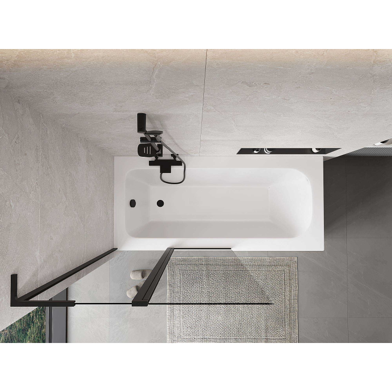 Mexen Mist L vonios ekranas, 2-durų, 100 x 150 cm, permatomas, juodas - 8A9L-100-011-70-00