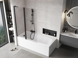 Mexen Mist L vonios kabinos 2-durys 110 x 150 cm, skaidrus, juodas - 8A9L-120-011-70-00