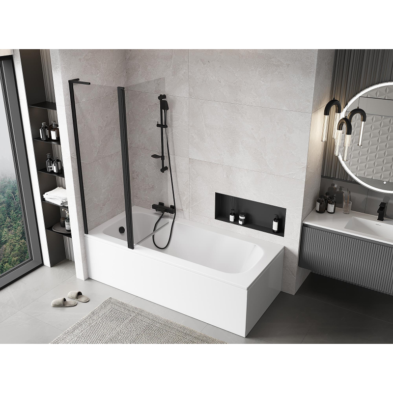 Mexen Mist L vonios kabinos 2-durys 110 x 150 cm, skaidrus, juodas - 8A9L-120-011-70-00