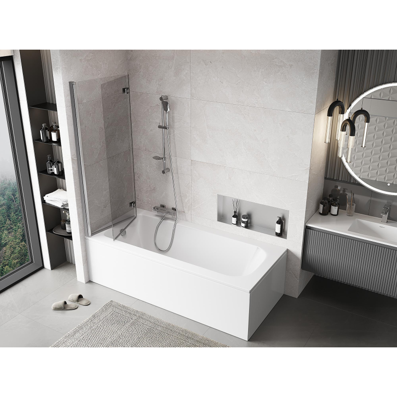 Mexen Mist vonios sienelė 2-durų kairė 120 x 150 cm, skaidri, chromuota - 8A9-120-002-01-00-L