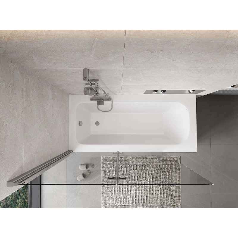 Mexen Mist vonios sienelė 2-dalių kairinė 130 x 150 cm, skaidri, chromas - 8A9-130-002-01-00-L