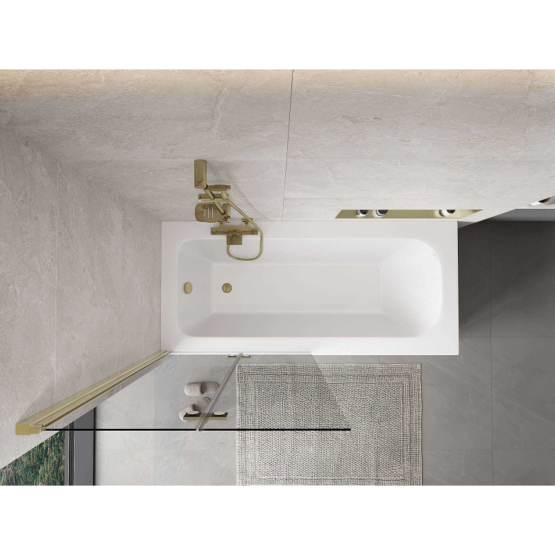 Mexen Mist vonios ekranas, 2-jų varčių, kairinis, 90 x 150 cm, skaidrus, auksinis - 8A9-090-002-50-00-L