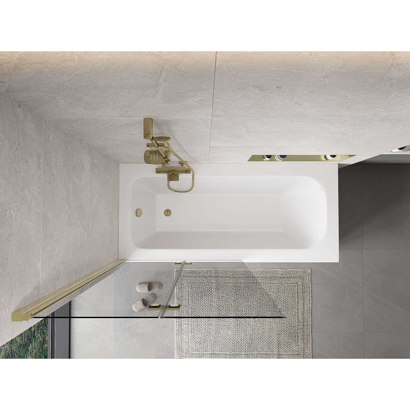 Mexen Mist dvigubas dušo durys kairys 100 x 150 cm, skaidrus, auksinis - 8A9-100-002-50-00-L