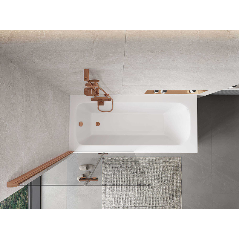 Mexen Mist dviejų dalių vonios ekranas kairysis 90 x 150 cm, permatomas, šlifuotas varis - 8A9-090-002-65-00-L