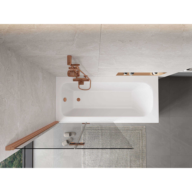 Mexen Mist dviejų durų vonios dušo kabina kairė 100 x 150 cm, skaidri, šlifuota varis - 8A9-100-002-65-00-L