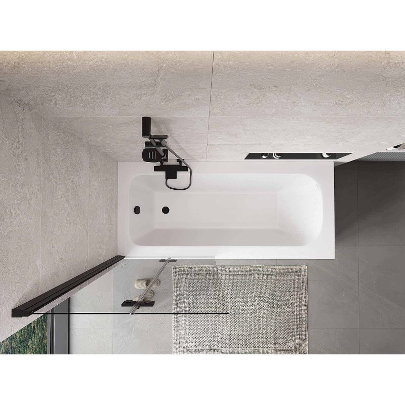 Mexen Mist dviejų dalių vonios ekranas kairysis 80 x 150 cm, skaidrus, juodas - 8A9-080-002-70-00-L