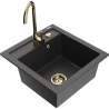 Mexen Vito vieno dubens granito virtuvinė plautuvė su Telma čiaupu, juoda su taškeliais - 6503-76-670200-50