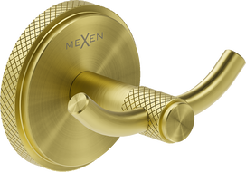 Mexen Gravo dvivietis rankšluosčio kabliukas, šlifuotas auksas - 70A93012-55
