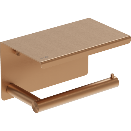 Mexen Loop tualetinio popieriaus laikiklis su lentynėle, šlifuotas varis - 70A71022-65