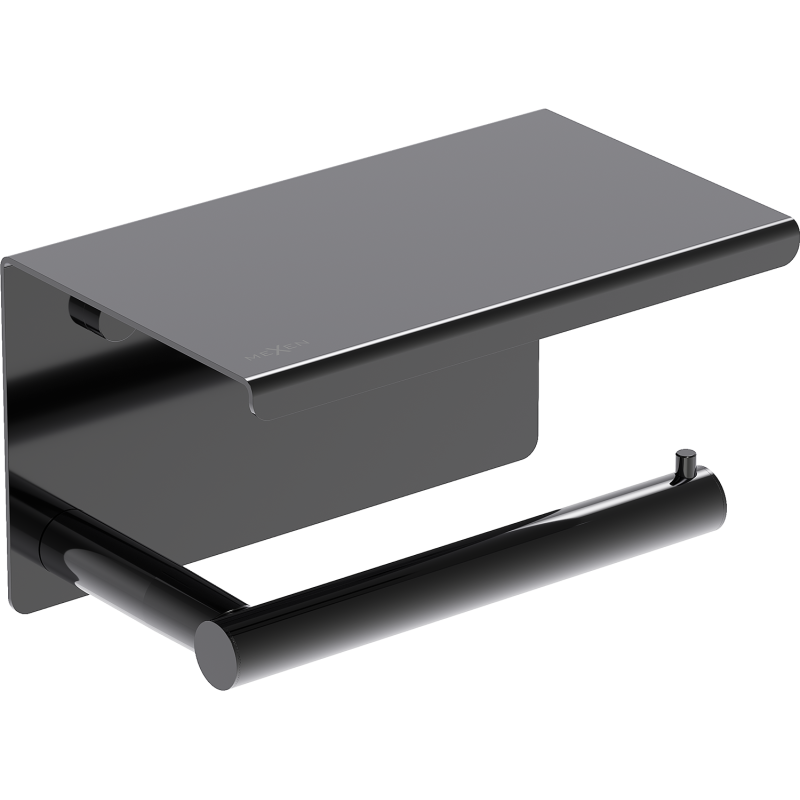 Mexen Loop tualetinio popieriaus laikiklis su lentyna, juodas chromas - 70A71022-73