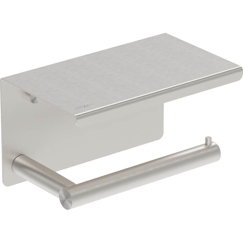 Mexen Loop tualetinio popieriaus laikiklis su lentyna, šlifuotas nikelis - 70A71022-97