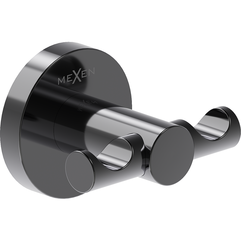 Mexen Ovio dvivietis rankšluosčių kabliukas, juodas chromas - 70A19512-73