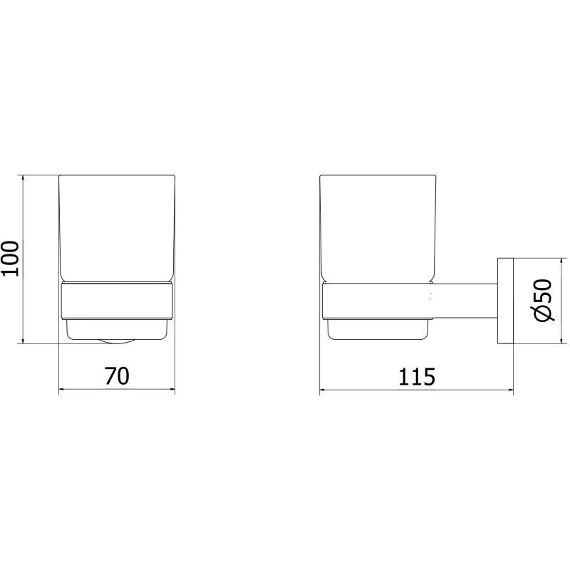 Mexen Ovio puodelis dantų šepetėliams, šlifuotas nikelis - 70A19551-97