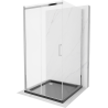 Mexen Omega-3S trijų sienų dušo kabina, stumdomos durys 100x100 cm, skaidri, chromuota + Flat padėklas