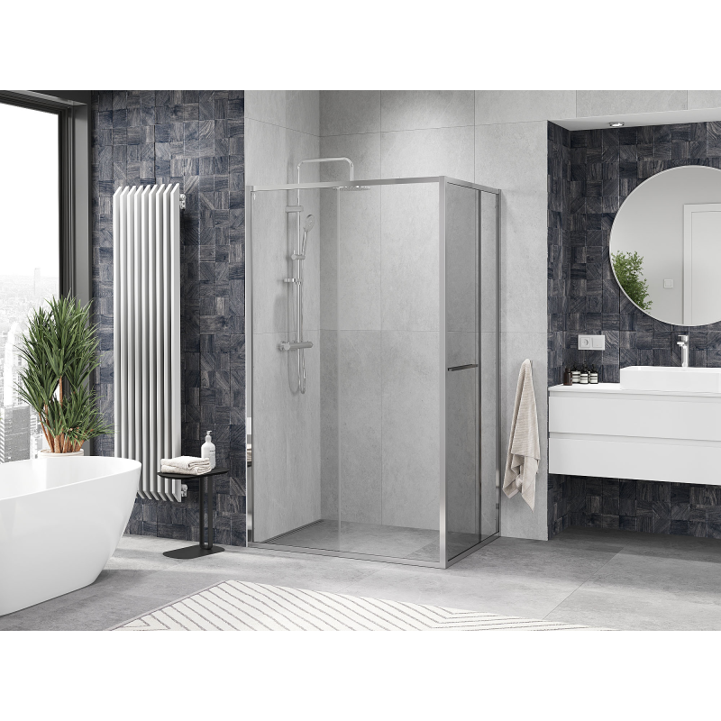 Mexen Linea 90 x 85 cm Stumdomas dušo kabinas, skaidrus, chromuotas - 8E1-090-085-01-01