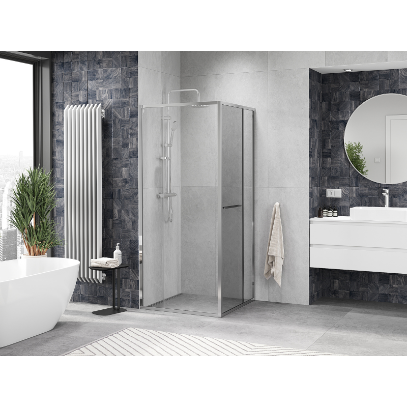 Mexen Linea 80 x 80 cm stumdomas dušo kabina, permatomas, chromas - 8E1-080-080-01-01