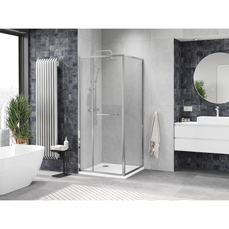 Mexen Linea stumetrų stumdomas dušo kabina, skaidrus, chromas - 8E1-100-100-01-01