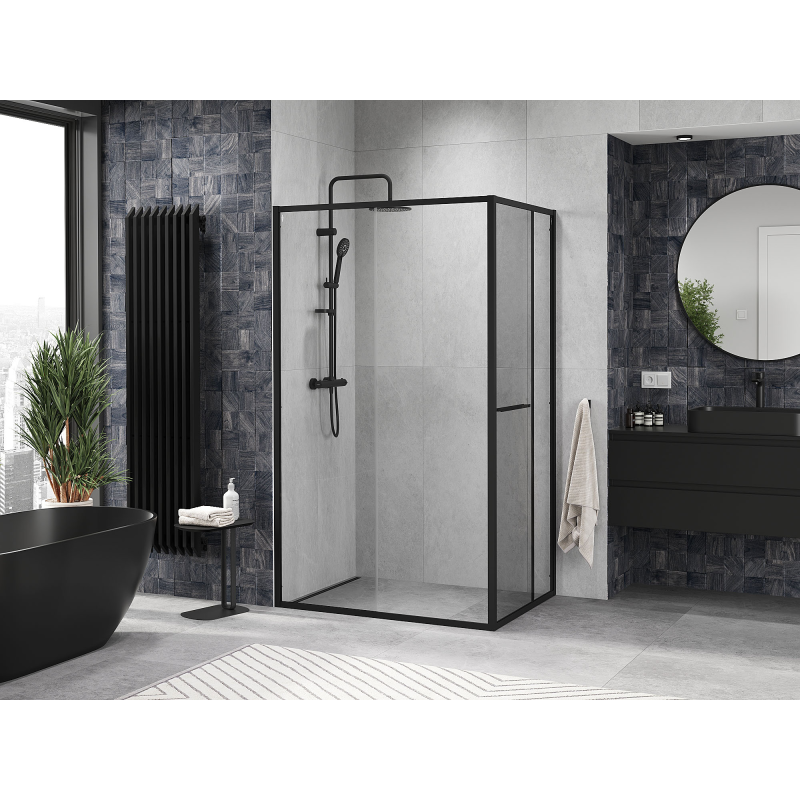 Mexen Linea stiklinė dušo kabina 85 x 80 cm, skaidri, juoda - 8E1-085-080-70-70