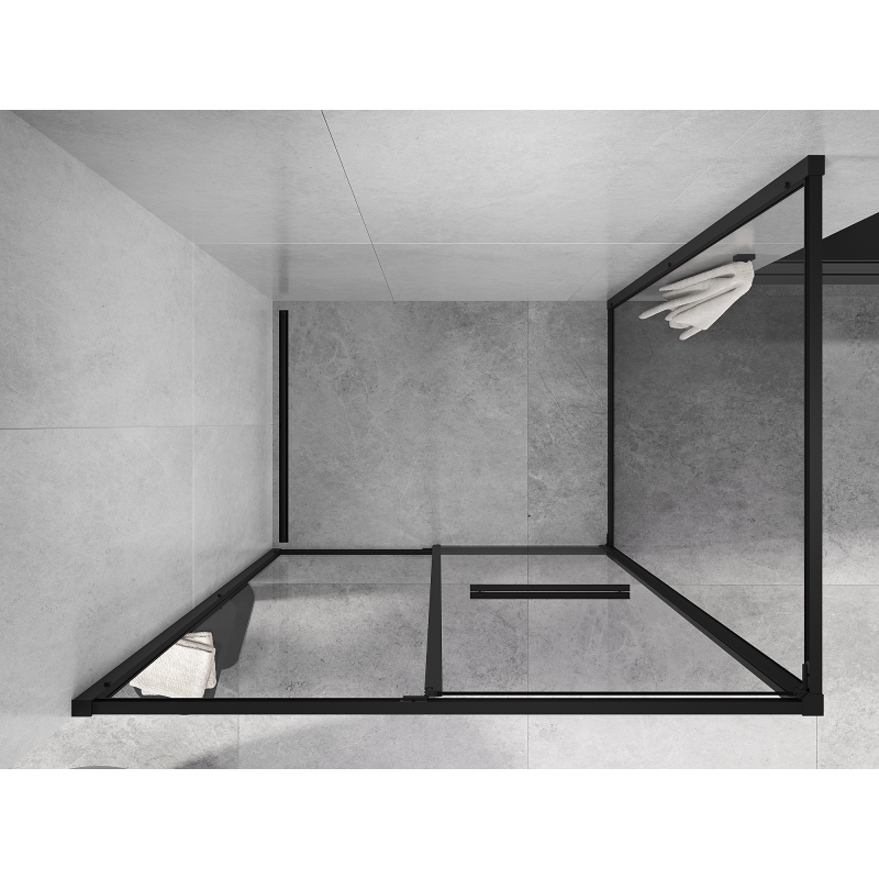 Mexen Linea 90 x 80 cm stumiamas dušo kabinas, permatomos spalvos, juodas - 8E1-090-080-70-70