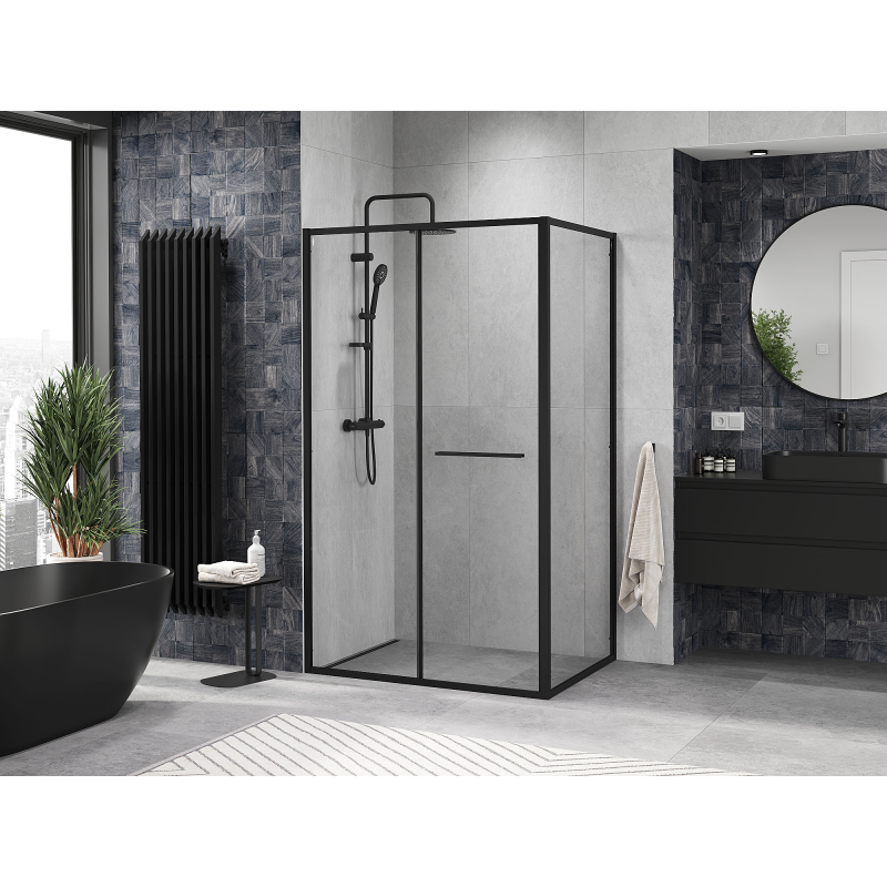 Mexen Linea stiklinė dušo kabina 120 x 80 cm, skaidri, juoda - 8E1-120-080-70-70