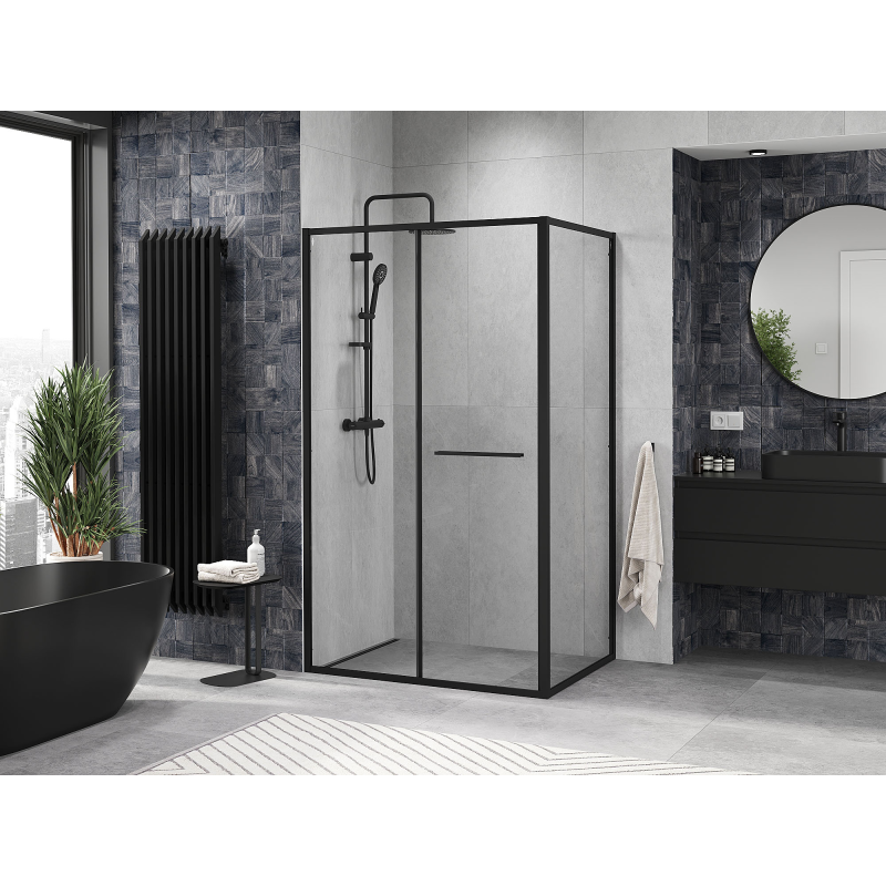 Mexen Linea stiklinė dušo kabina 100 x 85 cm, skaidri, juoda - 8E1-100-085-70-70