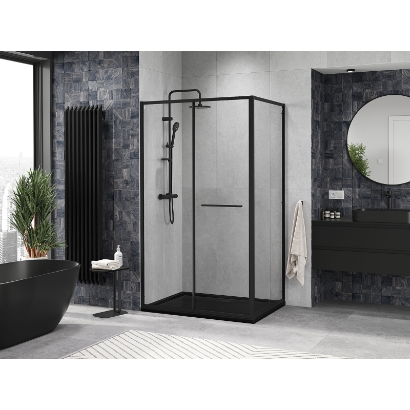 Mexen Linea 110 x 90 cm stumdomas dušo kabinas, skaidrus, juodas - 8E1-110-090-70-70
