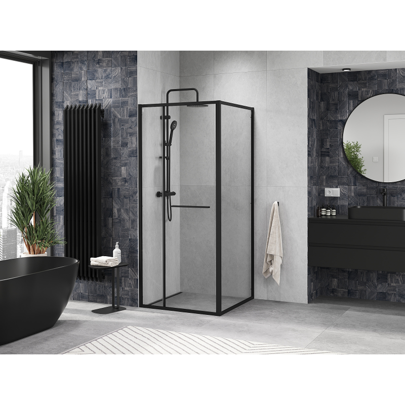 Mexen Linea slankiojo dušo kabina 95 x 95 cm, skaidri, juoda - 8E1-095-095-70-70