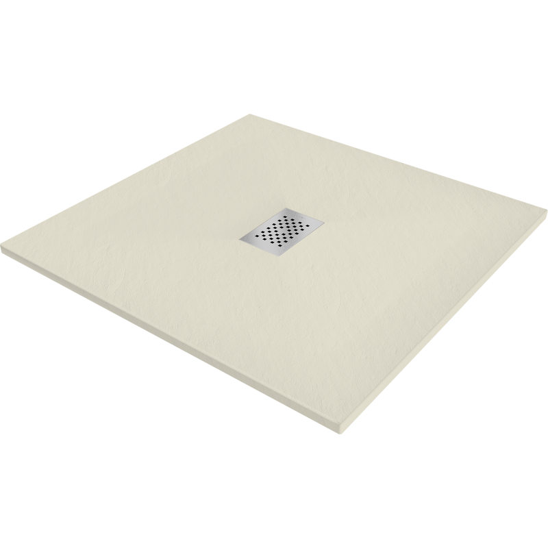 Mexen Hugo kvadratinis SMC dušo padėklas 100 x 100 cm, smėlio spalvos, inox dangtelis - 42691010-X