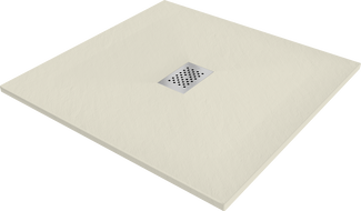 Mexen Hugo kvadratinis SMC dušo padėklas 100 x 100 cm, smėlio spalvos, inox dangtelis - 42691010-X