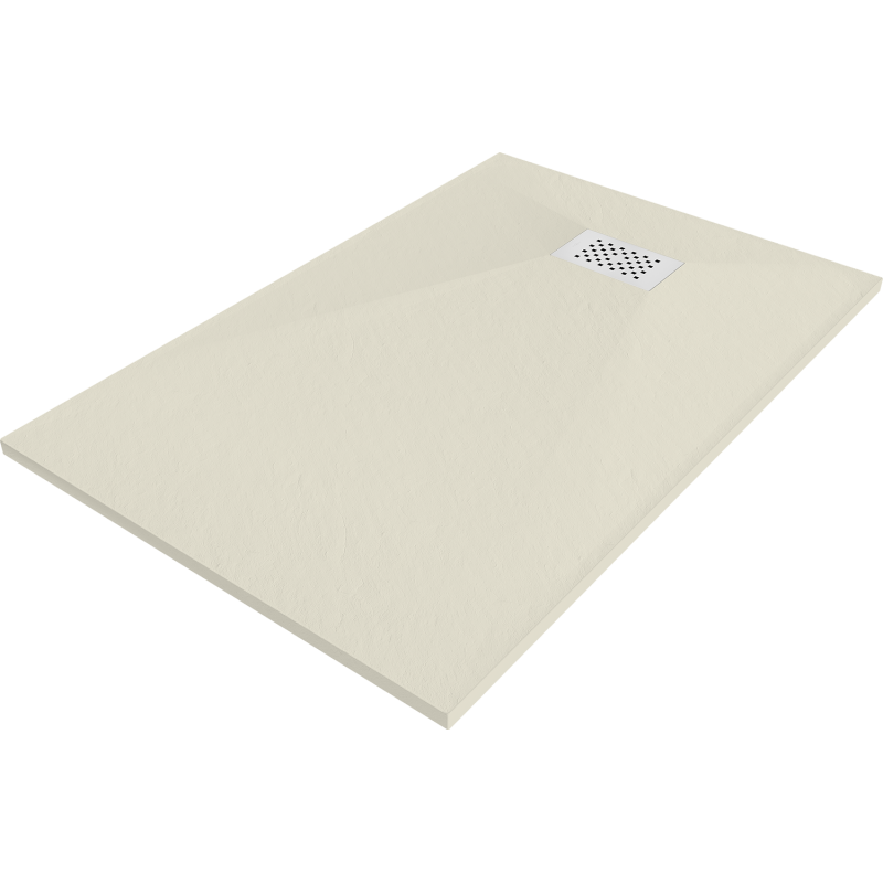 Mexen Hugo stačiakampė dušo padėklė SMC 100 x 70 cm, smėlio spalvos, balta dangtelio uždanga - 42697010-W