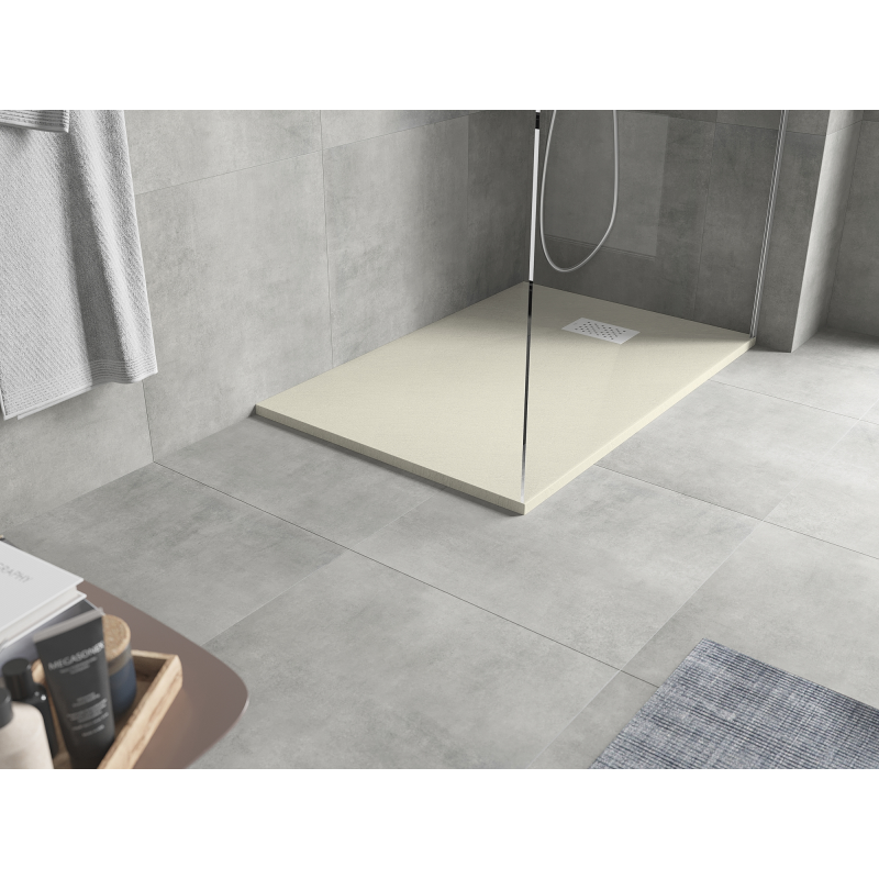 Mexen Hugo stačiakampis dušo padėklas SMC 120 x 70 cm, smėlio spalvos, baltas dangtelis - 42697012-W