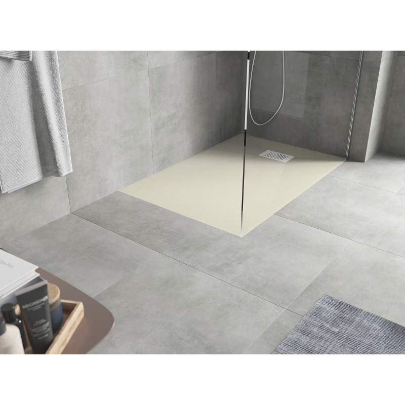 Mexen Hugo stačiakampis dušo padėklas SMC 80 x 70 cm, smėlio spalvos, balta danga - 42697080-W